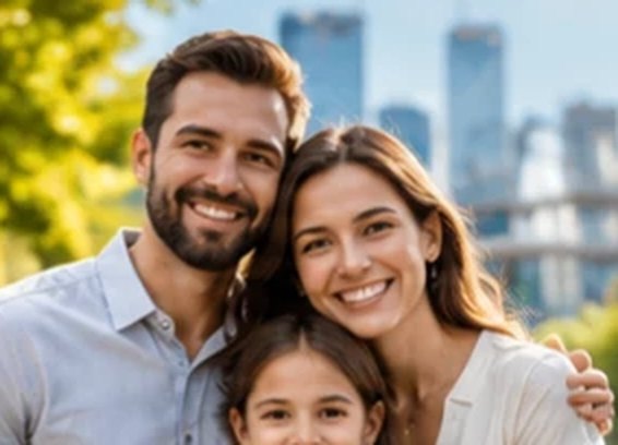 Family together at home